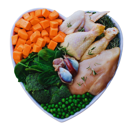 Frango e batata-doce frescos