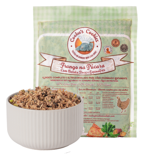 Frango e batata-doce frescos