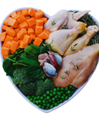 Frango e batata-doce frescos